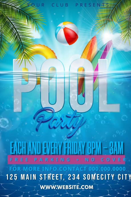como usar canva para topo de bolo pool party