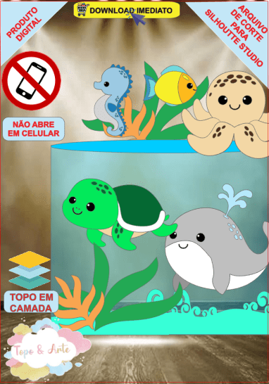 ideias criativas topper fundo do mar para imprimir