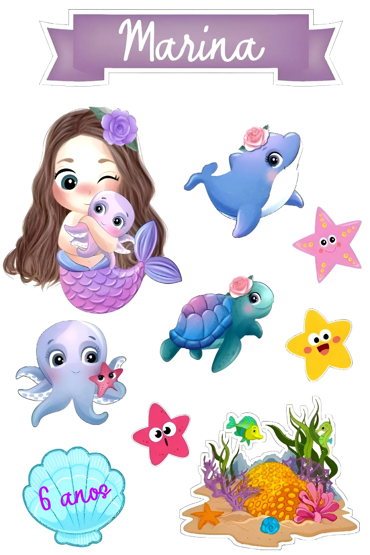 topper fundo do mar vs topper personalizado pronto