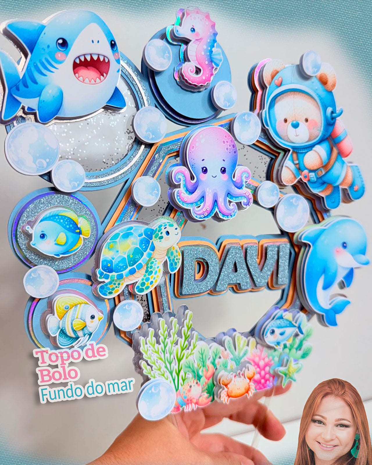 topper fundo do mar para imprimir