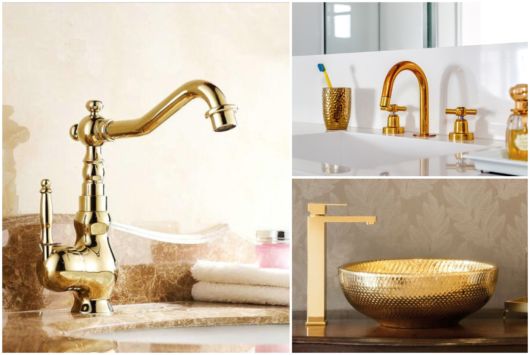 torneira dourada para banheiro