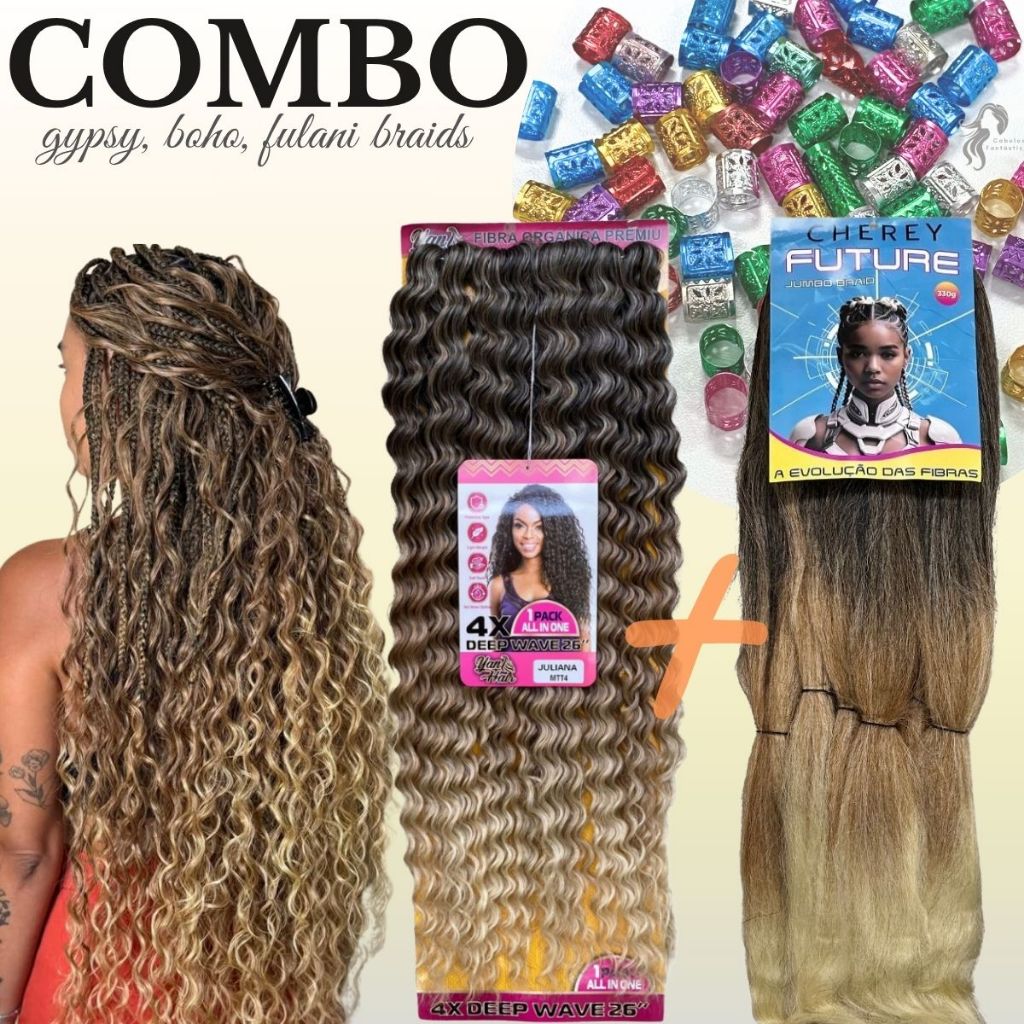 extensões de cabelo cacheado para tranças