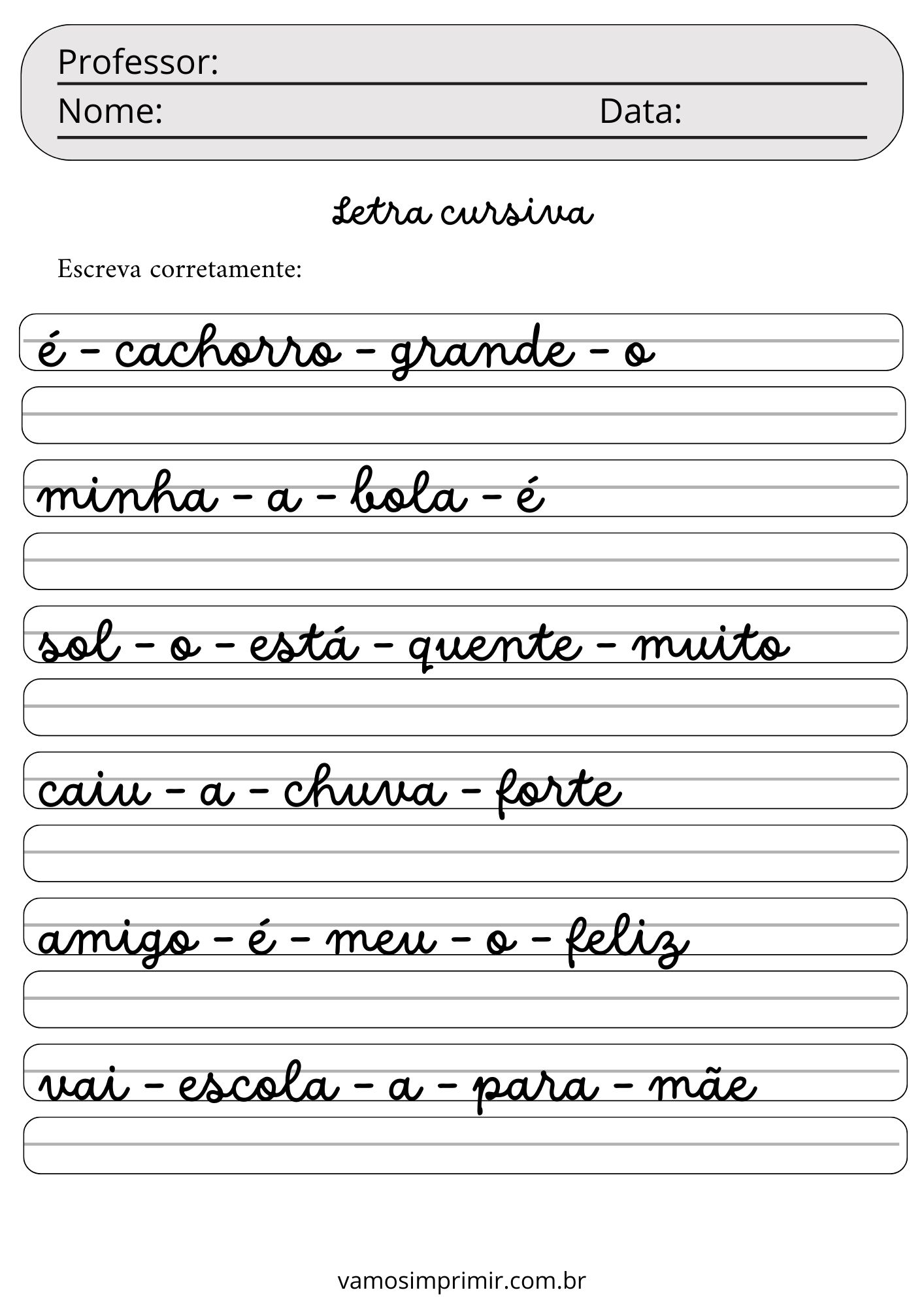 material de letra cursiva para imprimir pdf