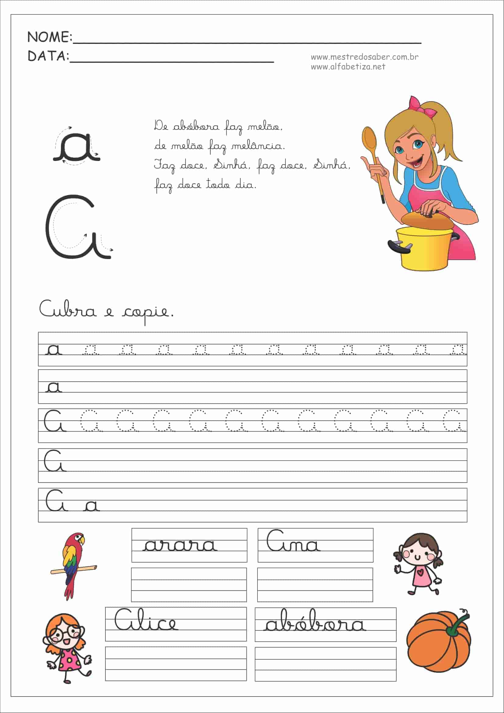 atividades de caligrafia com letra cursiva para imprimir