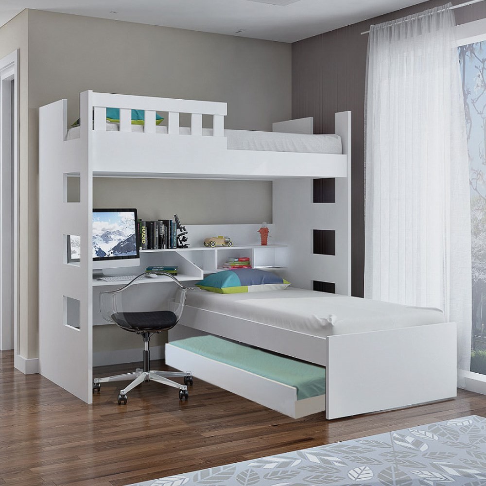 beliche com escrivaninha e cama auxiliar