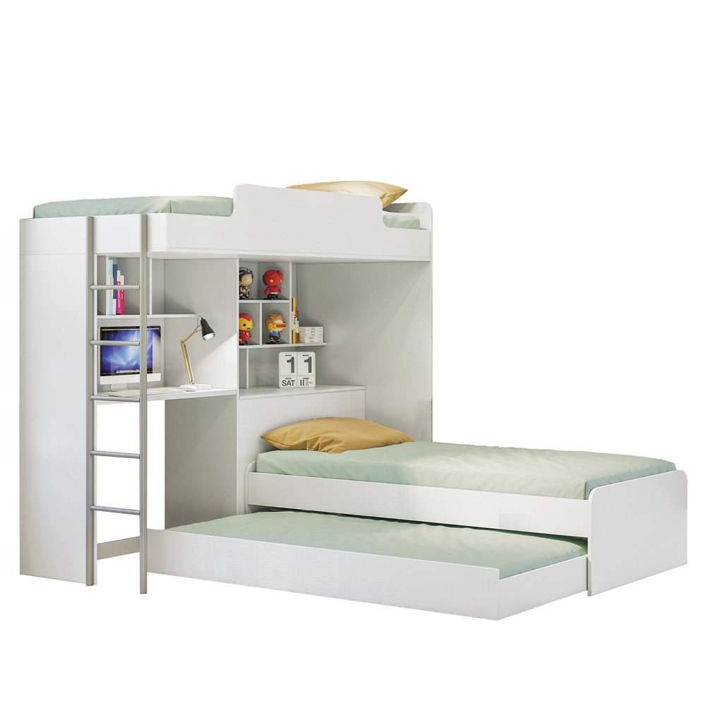 beliche com escrivaninha e cama auxiliar