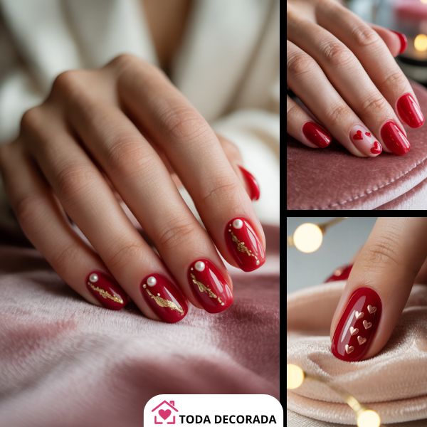 unha com detalhe vermelho