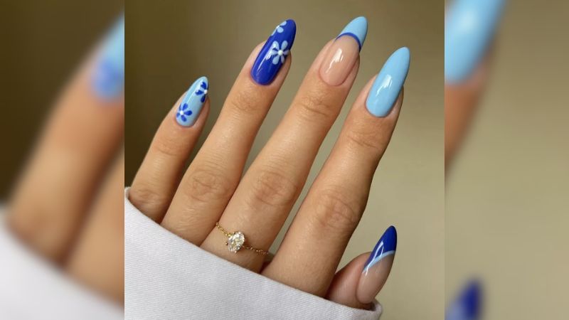 unha decorada azul claro vs unhas decoradas azul marinho