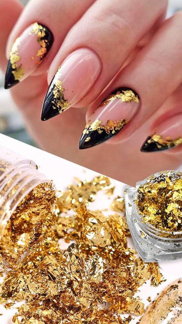 Inspirações de Unhas Minimalistas com Folha de Ouro para o Dia a Dia