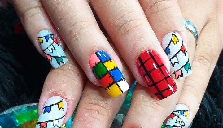 Tutorial Completo: Unhas Xadrez e Retalhos para Festa Junina