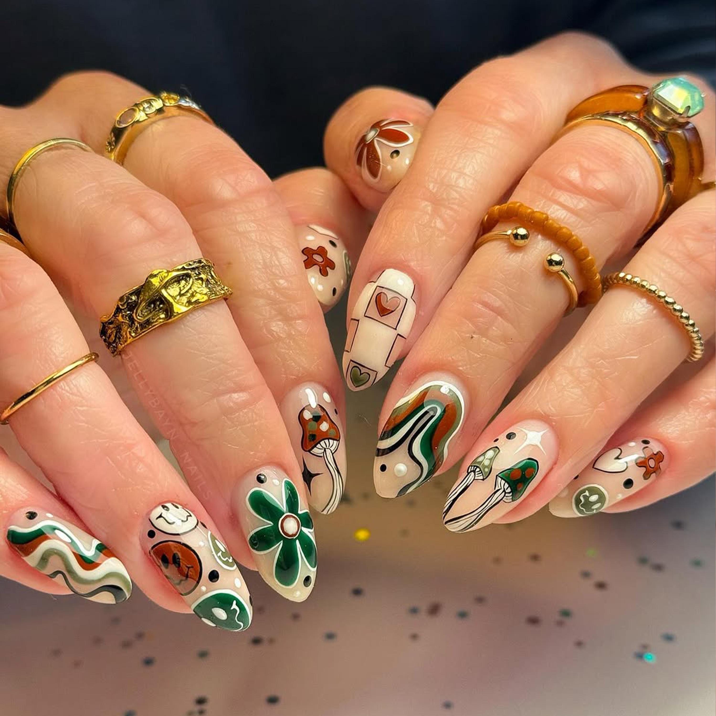 unha decorada hippie