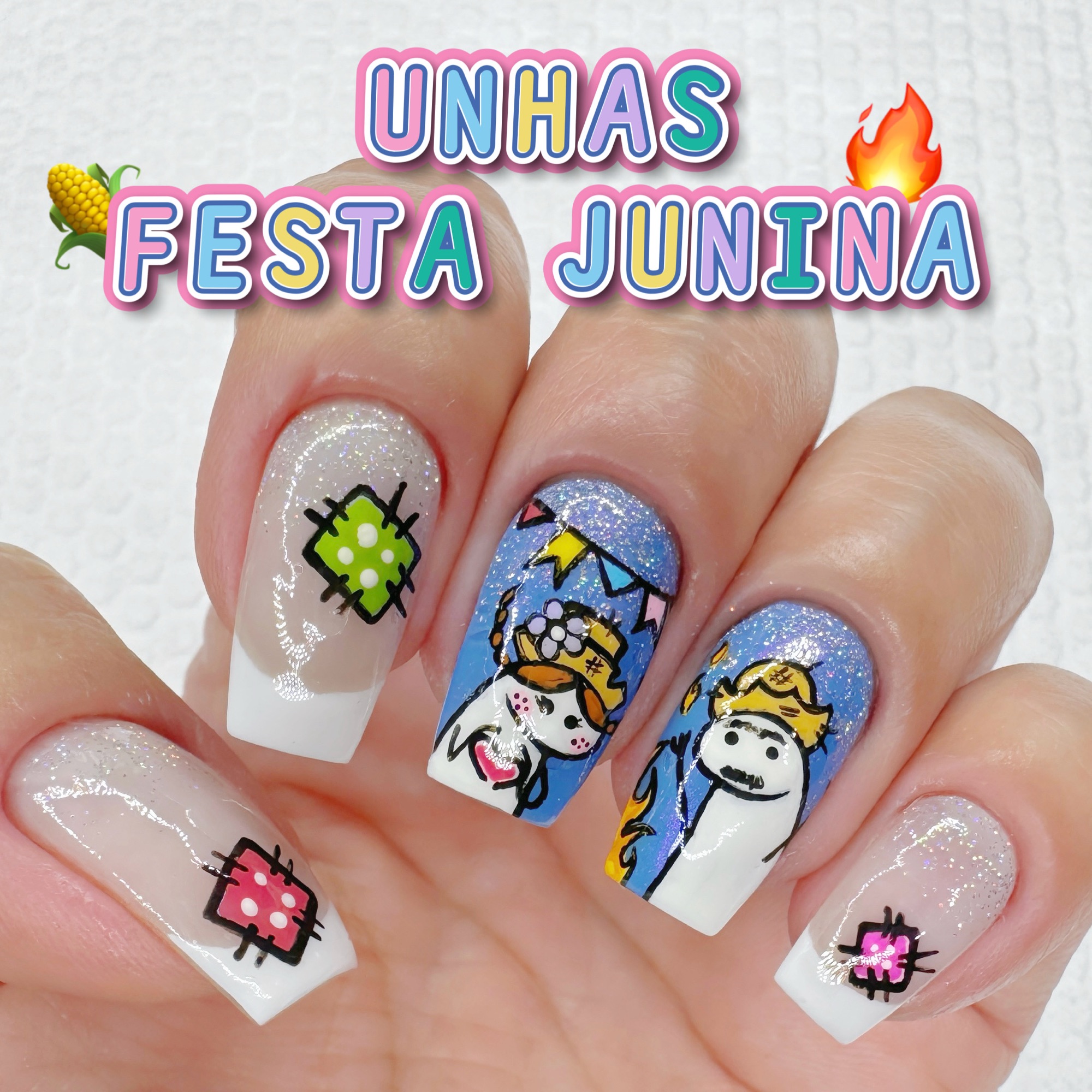 Formatos de unhas que combinam com a nail art junina