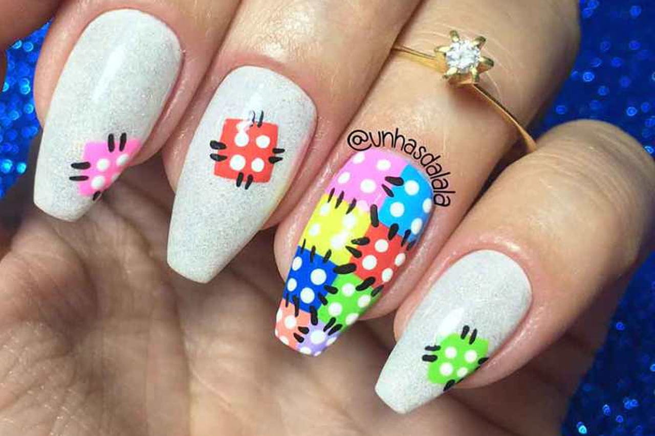 Como fazer unhas xadrez para Festa Junina