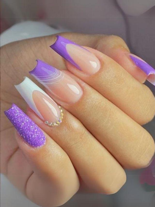 inspiração unha decorada lilás amendoada