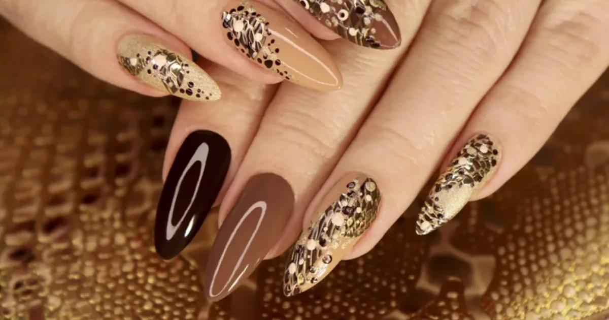 unha almond marrom vs unha stiletto marrom