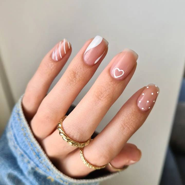 unha decorada quadrada curta