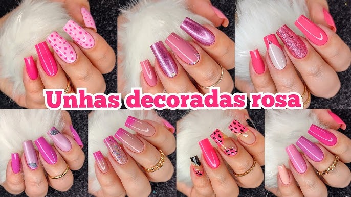 unha decorada rosa