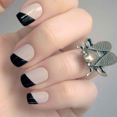 como fazer unha espanhola com esmalte nude e preto
