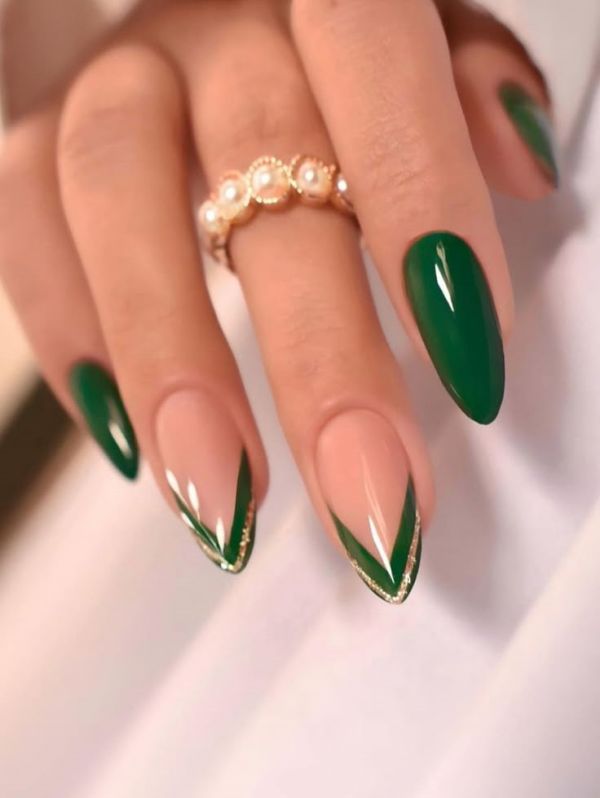 unhas decoradas verde