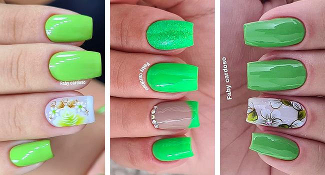 unhas decoradas verde