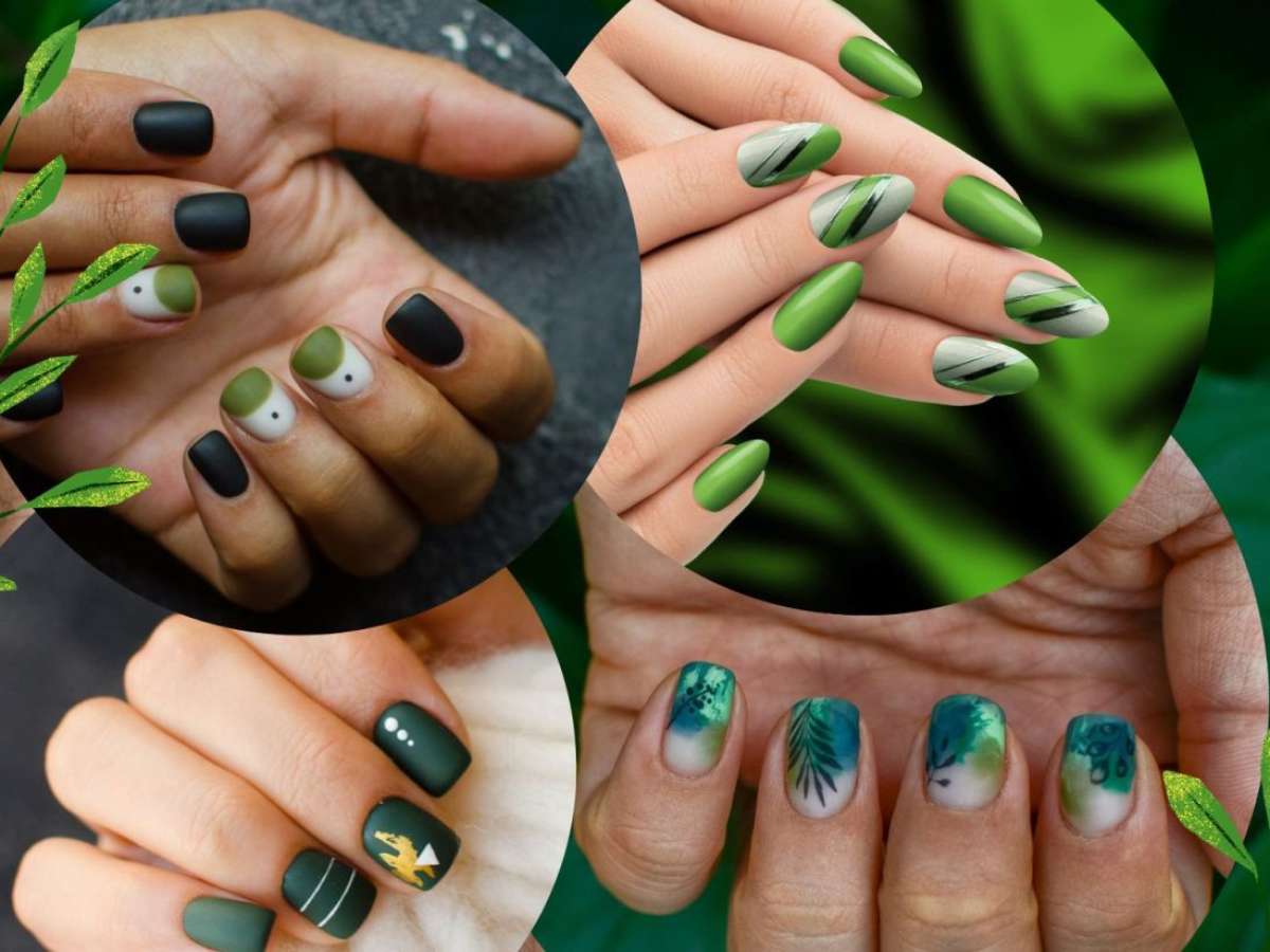 unhas decoradas verde