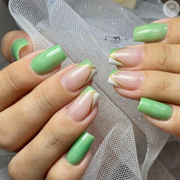 unhas decoradas verde