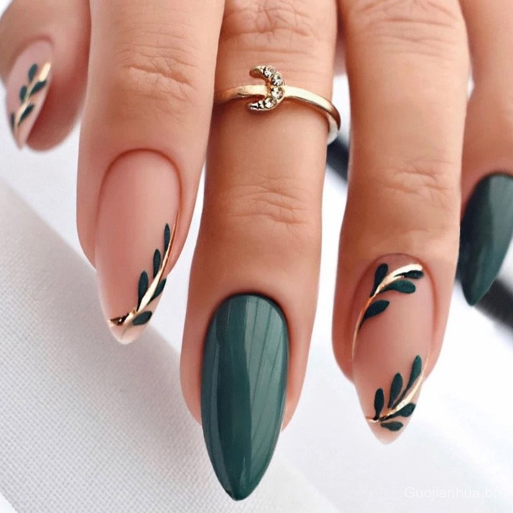 unhas decoradas verde