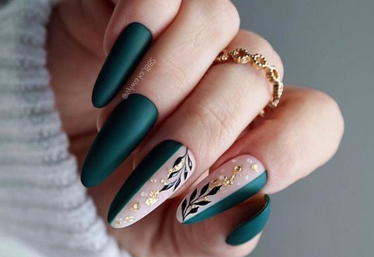 unhas decoradas verde