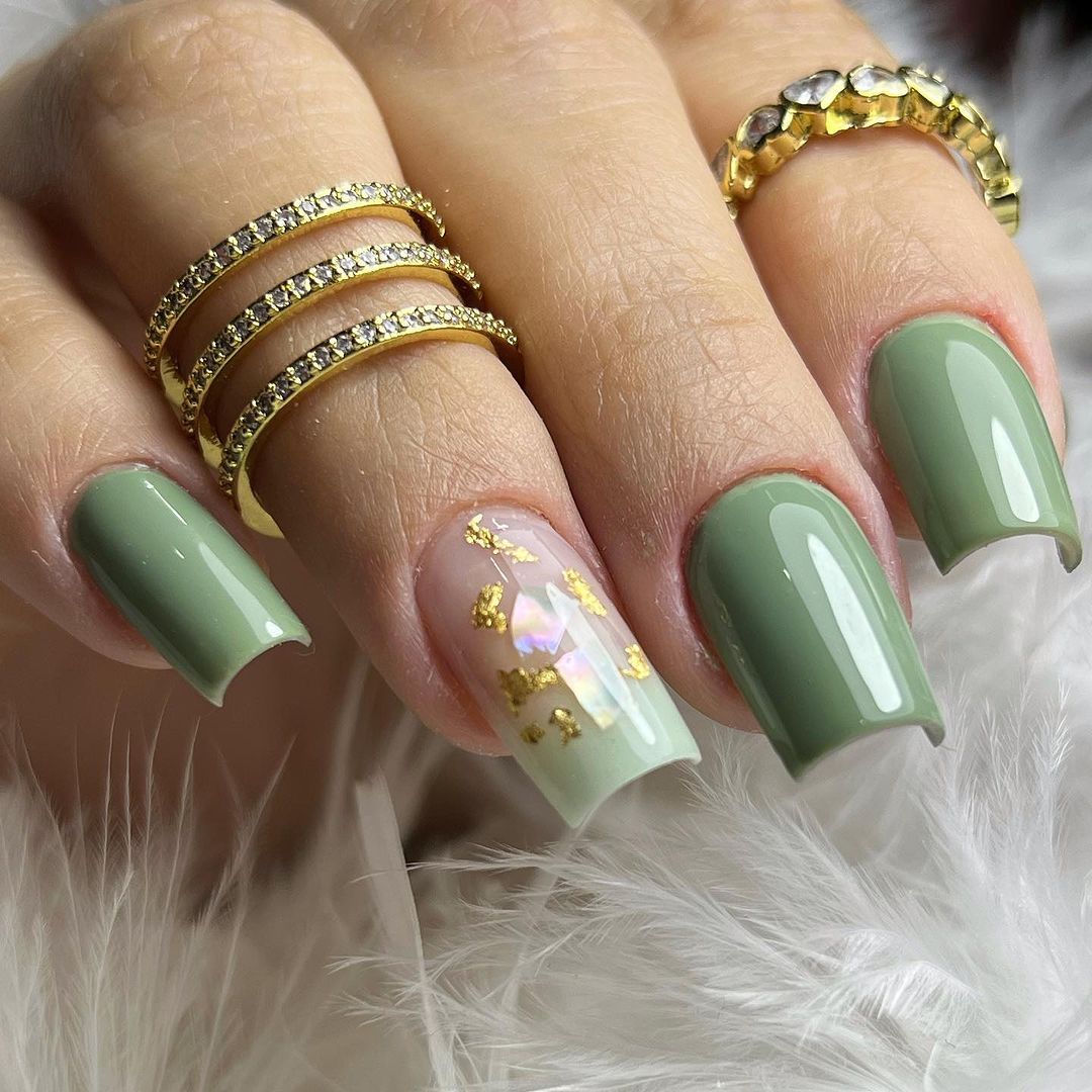 unhas decoradas verde
