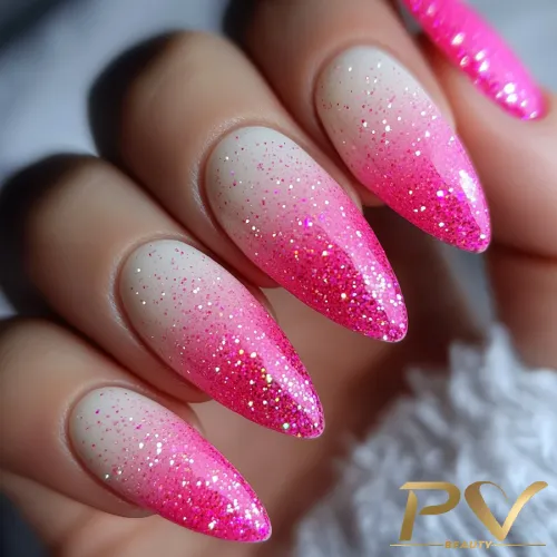 unhas em gel na cor rosa