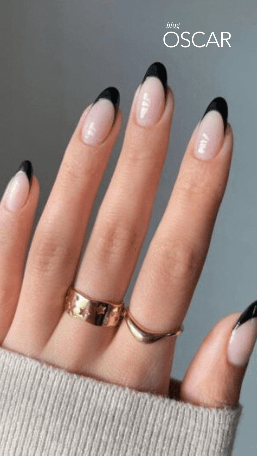unhas em gel preto e branco