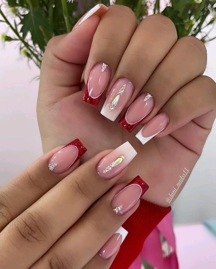 ideias unhas encapsuladas delicadas vermelhas