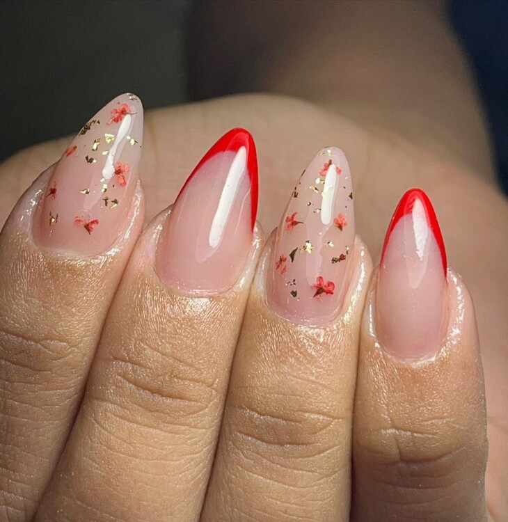 ideias unhas encapsuladas delicadas vermelhas