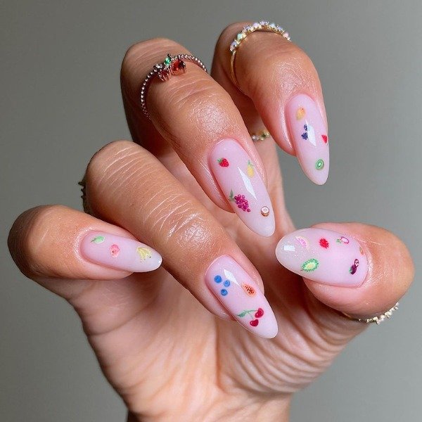 unhas de gel decoradas minimalistas para casamento