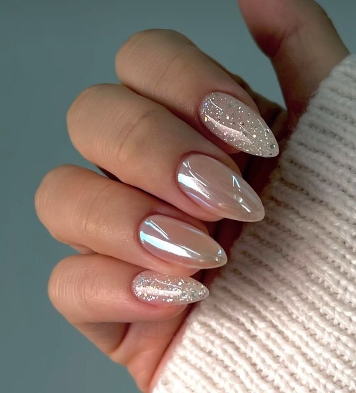 unhas para ano novo com glitter