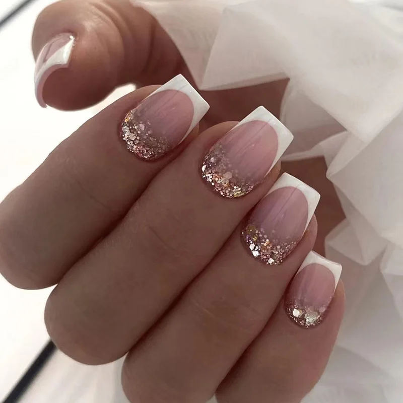 Unhas Rosa Com Dourado