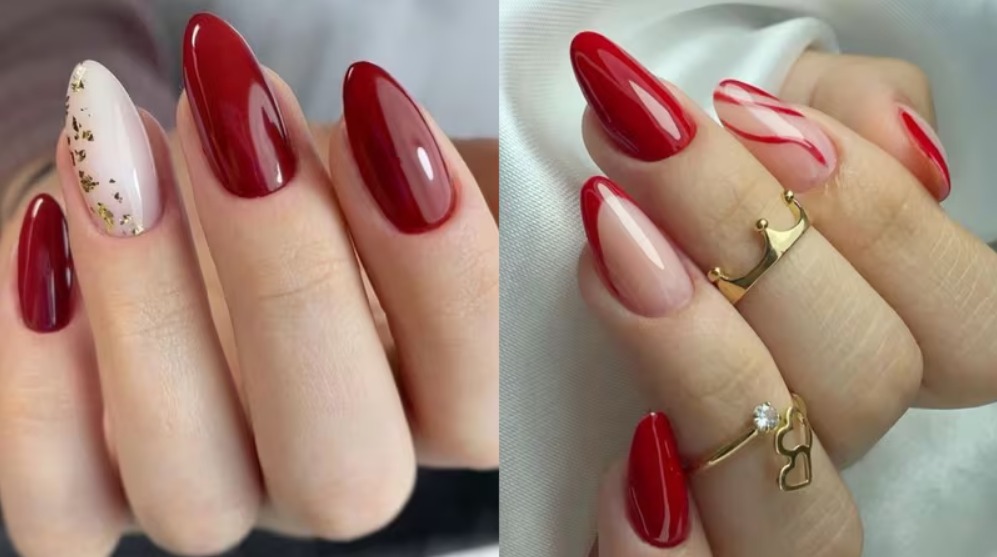 unhas vermelhas decoradas