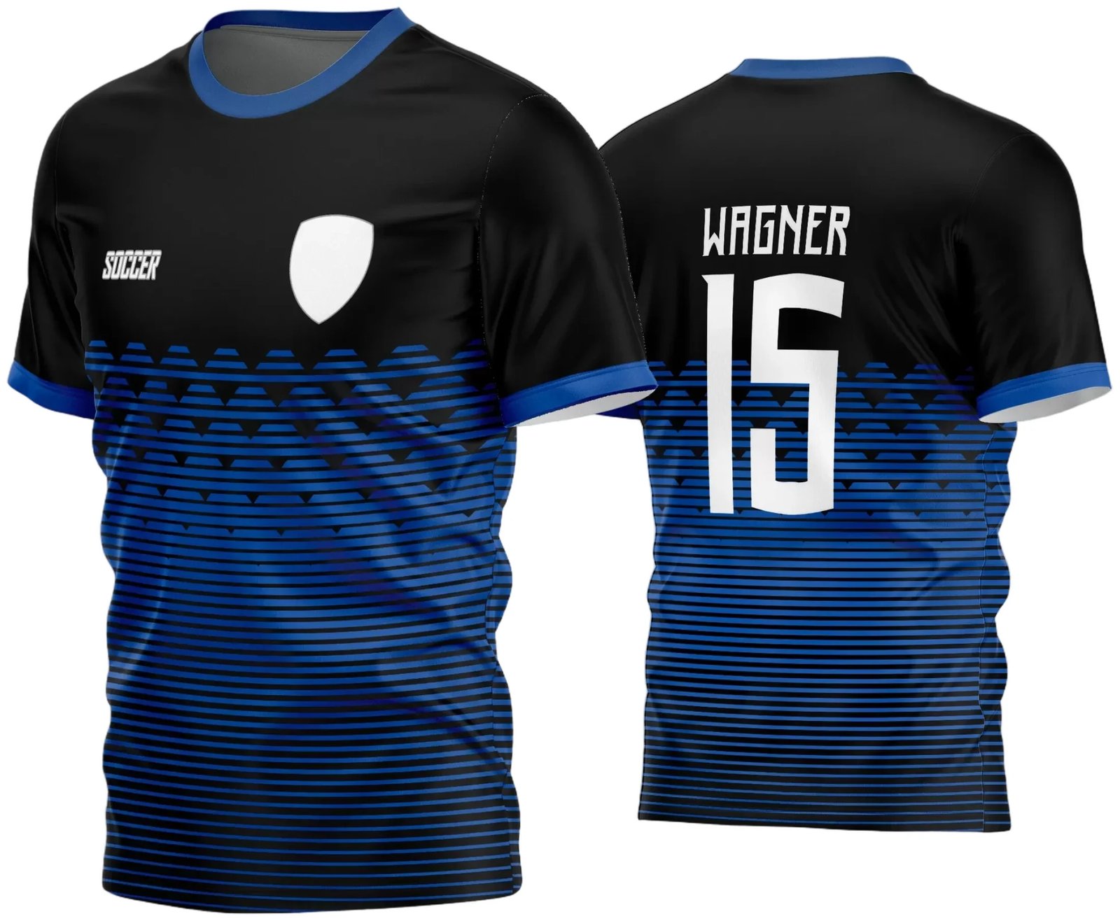 uniforme de futebol azul e preto para goleiros
