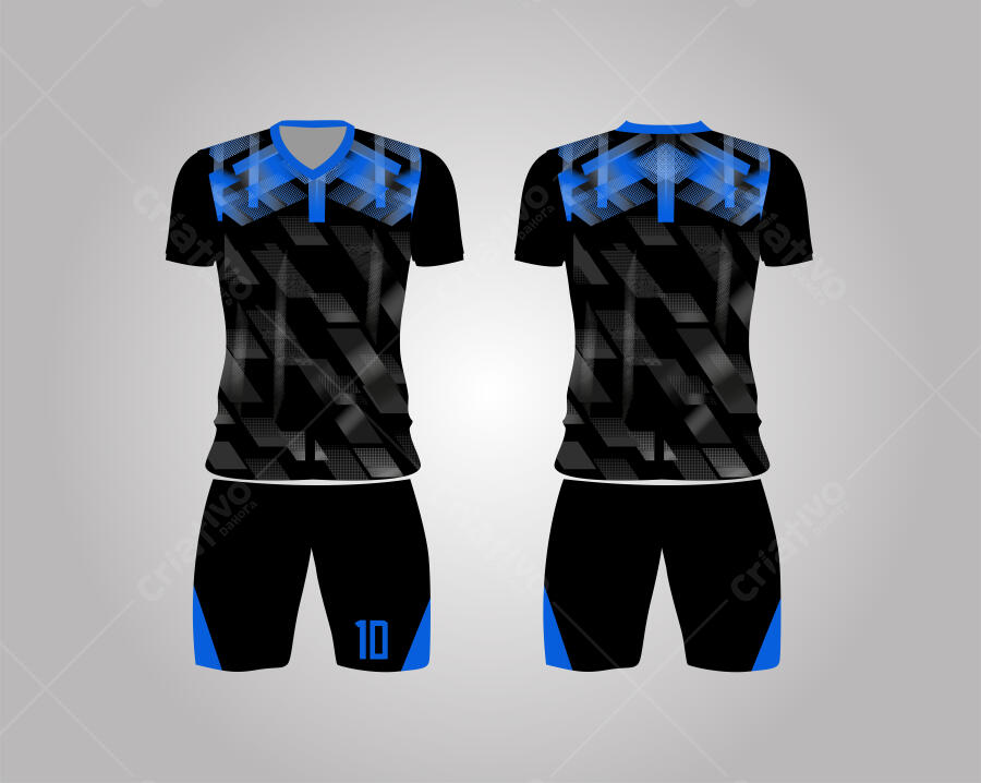 uniforme de futebol azul e preto para goleiros