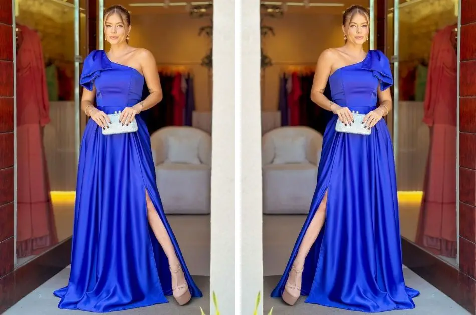 vestido azul royal longo
