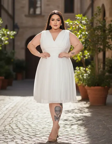 Vestido branco plus size estampado