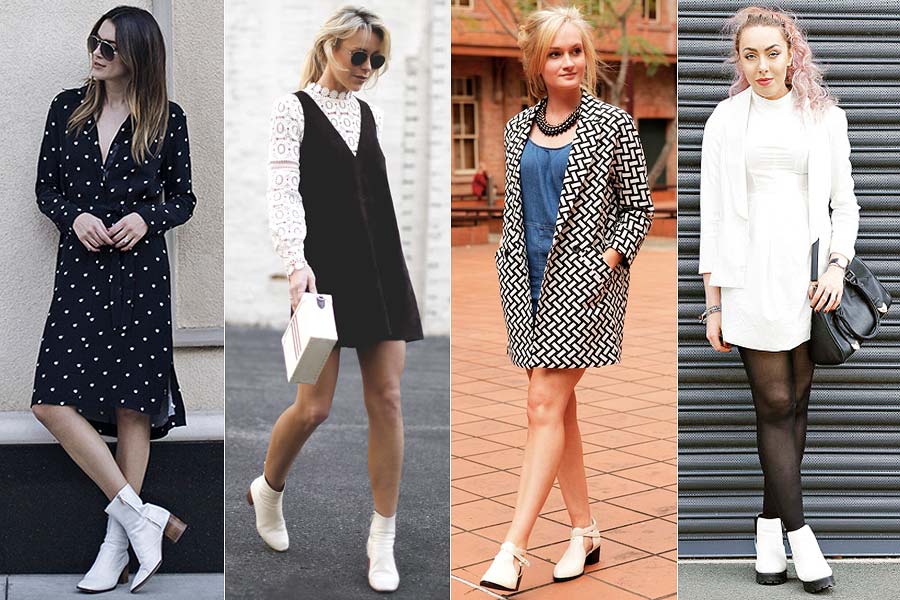 vestido com bota branca