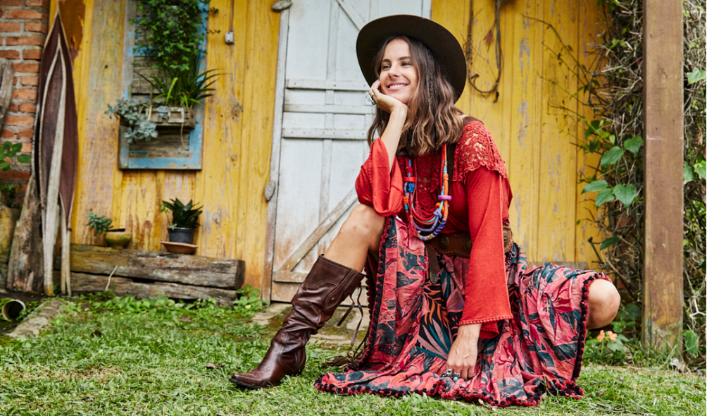 vestido jeans com bota country