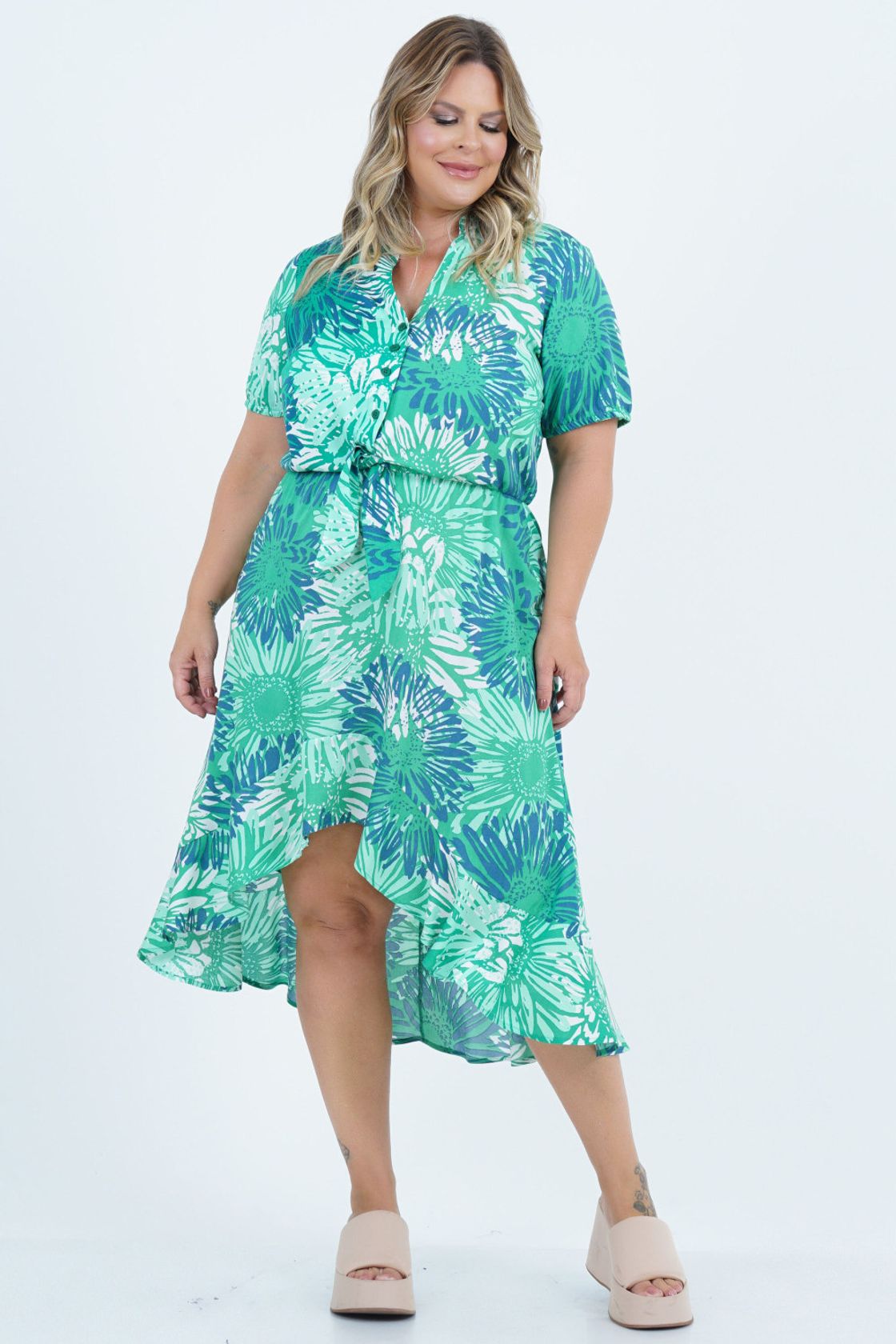 vestido de festa plus size manga longa