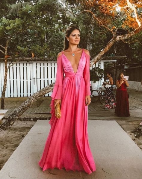 vestido de formatura luxo com fenda