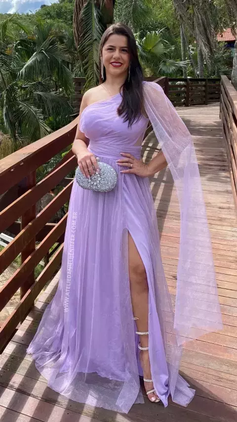 vestido madrinha lilás de seda