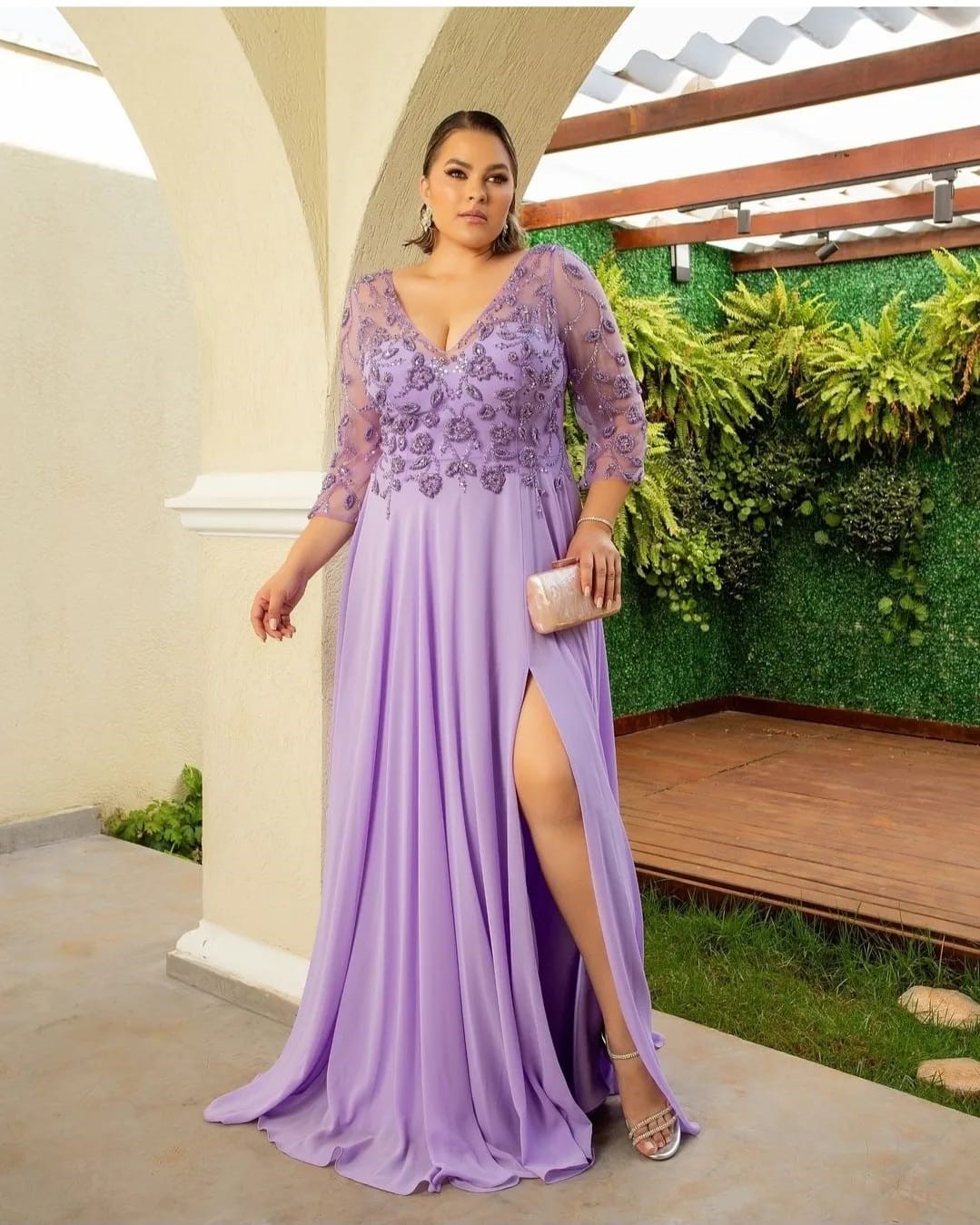 vestido madrinha roxo ombro a ombro
