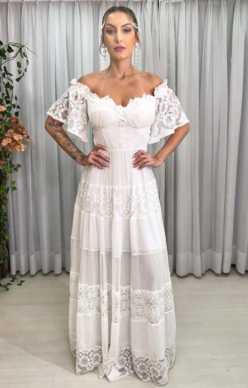 vestido de noiva boho rústico