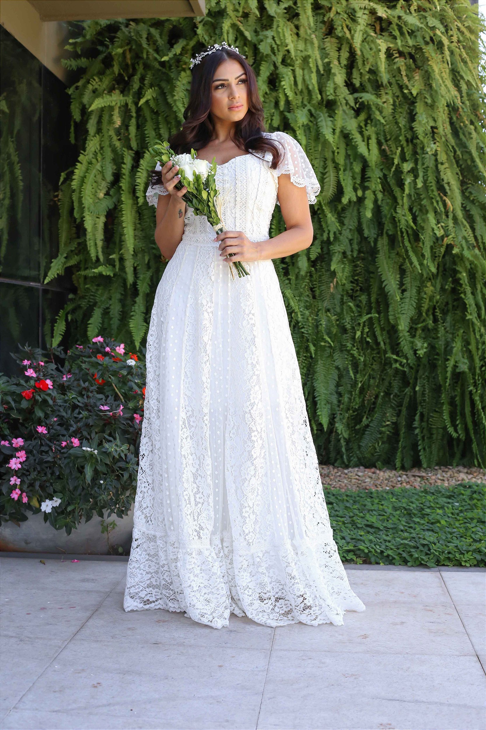 vestido de noiva boho com renda