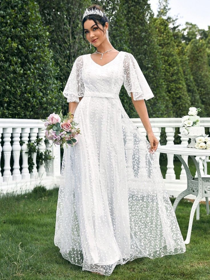 Vestido de noiva civil com decote V